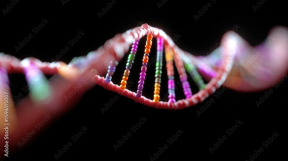 Aufkleber abstract background: flowing lines of light forming a dna helix composed of diverse color patterns, 