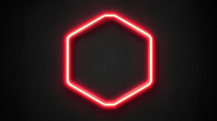 Neon red hexagon shape on a dark background.