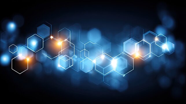Abstract illustration of interconnected hexagons with glowing accents.
