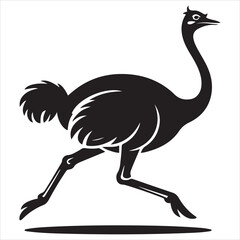 Silhouette Vector Illustration Of A Running Ostrich Perfect For Logo Design.