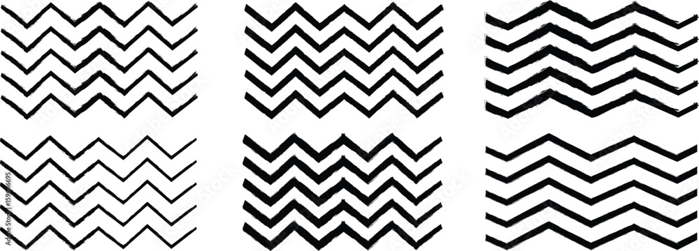 Poster waves line and wavy zigzag pattern lines. vector black underlines, geometric decoration element. smo