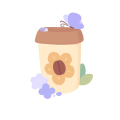 cup of coffee with lavender butterfly 