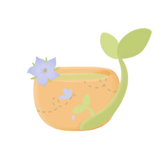 Green tea with blue blossom 