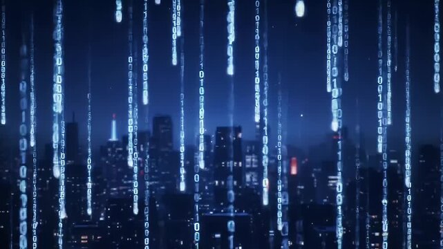 Abstract Blue Digital Stream: Secure Data Transfer & Internet Connectivity