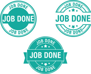 Fototapeta premium Teal job done stamps with stars seal badge, teal, job done, stamp, seal, badge, award, achievement, success, completion, finished, task, work, project, graphic, design, illustration, vector, circular,
