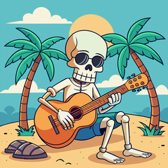 Skeleton Serenades on a Sunny Shore