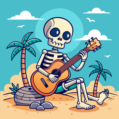 Skeleton Serenades on a Sunny Shore