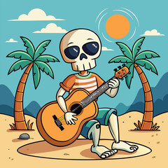 Skeleton Serenades on a Sunny Shore