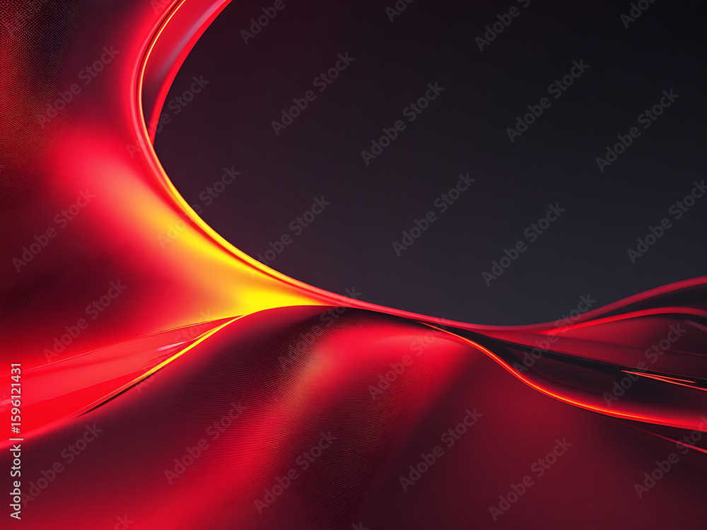 Aufkleber dynamic abstract background with glowing red and orange light waves on dark texture. ai