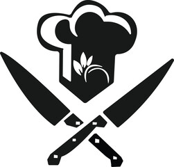 Knife and fork vector with chef hat