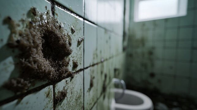 Gross infestation: A shocking view of a severely damaged and infested bathroom