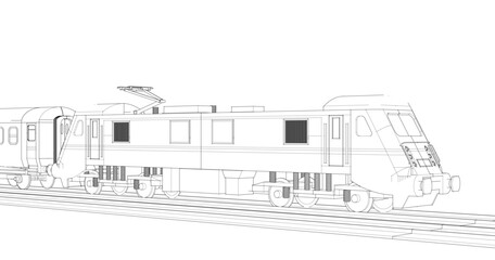 modern train sketch 3d illustration