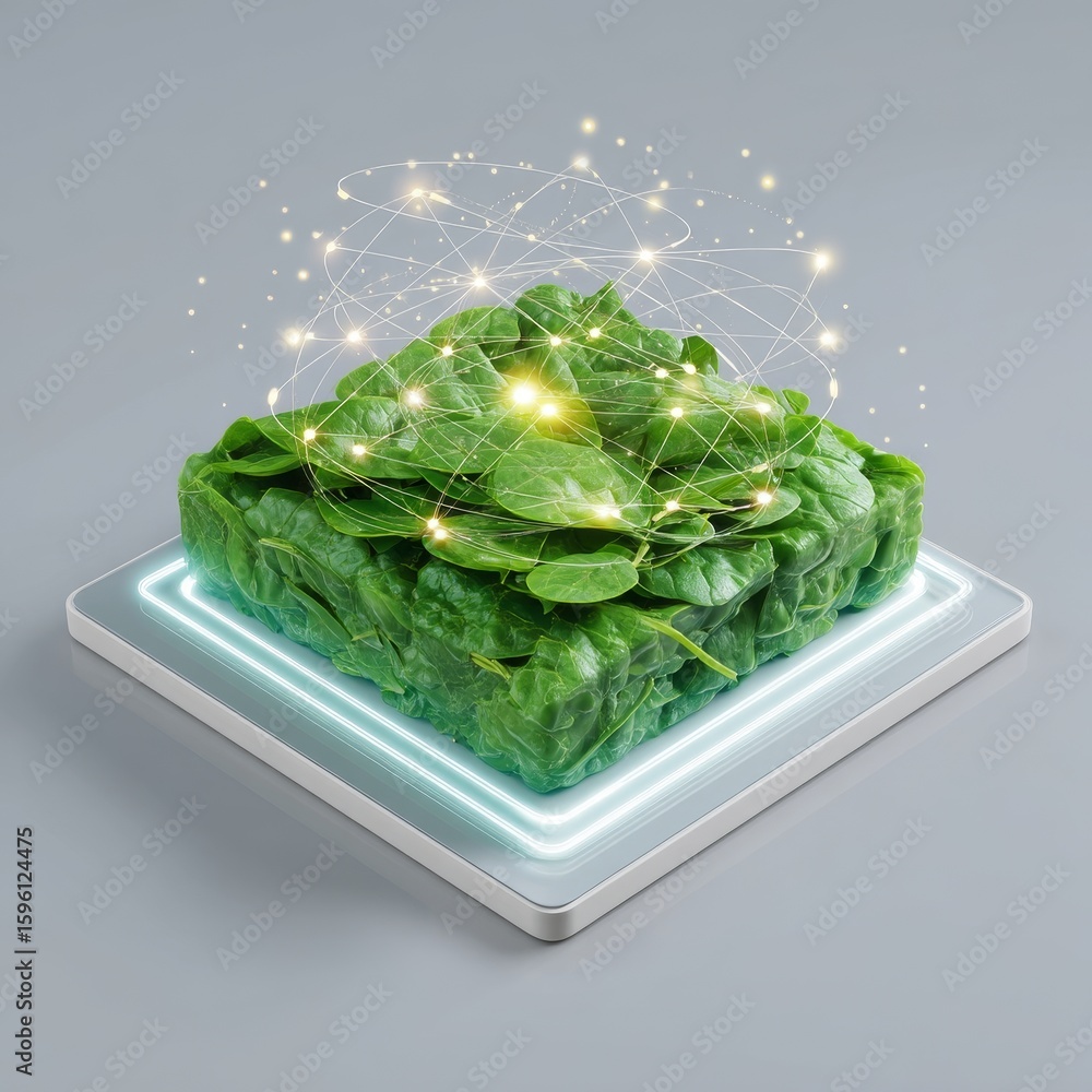 Poster innovative frozen spinach traceability event food industry digital blockchain visualization modern e