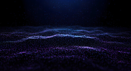 Abstract dark purple particle wave background texture, perfect for technology, science, or futuristic designs and presentations, ideal for websites and digital media.