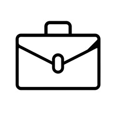Minimalistic Business Briefcase Icon – Clean Black Line on White Background