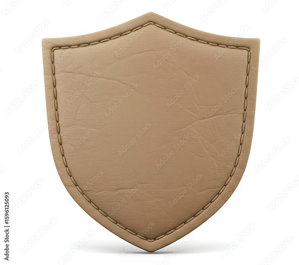 Fototapete blank beige leather shield patch isolated on white background ideal for logo design and branding pro