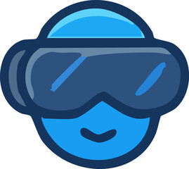 Fototapeta premium Happy Avatar Wearing Virtual Reality Headset.