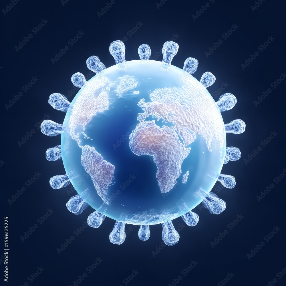 Aufkleber global blockchain distribution of vaccines icy globe visualizing health equity and technology in a d