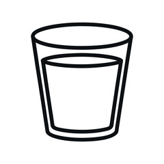 Simple outline glass of water isolated on white background