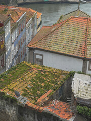 Romantic backstreet, side street or alley in historic old town of Porto Oporto, Portugal with...