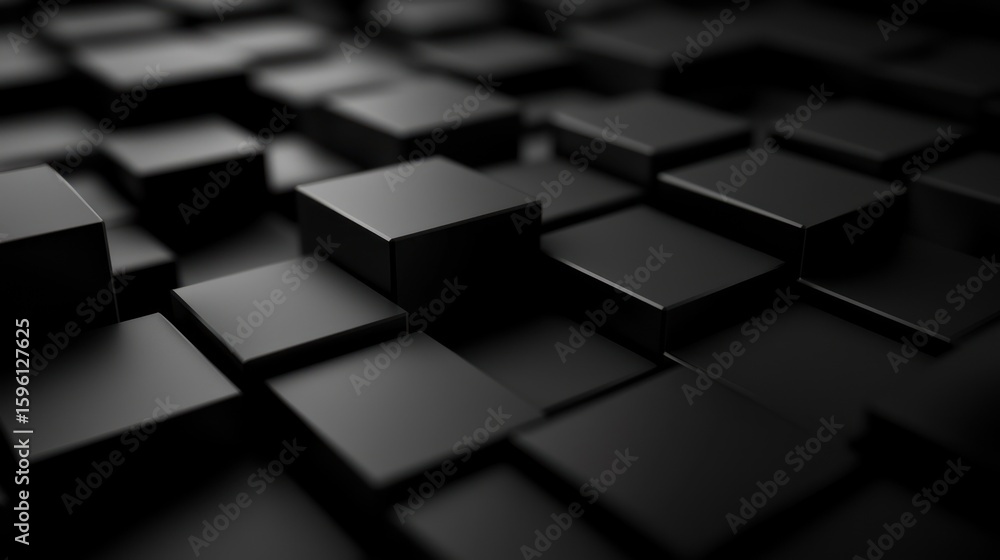 Poster monochromatic mosaic pattern of black squares creates an abstract background