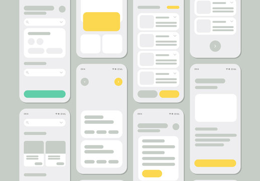Modern Mobile UI UX Wireframe Templates Collection