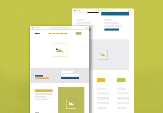 Responsive Web Interface Wireframe with Colorful Blocks