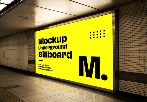 Billboard On Underground Wall Mockup