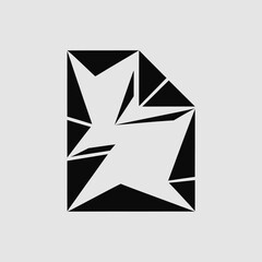 Naklejka premium Geometric black design with shattered or broken shapes creating an abstract and modern pattern, useful for backgrounds, logos, or decorative elements on a transparent backdrop