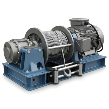 Electric cable winch drum and motor assembly  