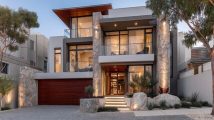 Obraz premium Modern Minimalist House with Large Glass Facade