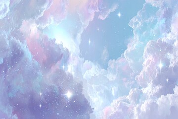 Pastel Dreamy Cloudscape Night Sky With Stars