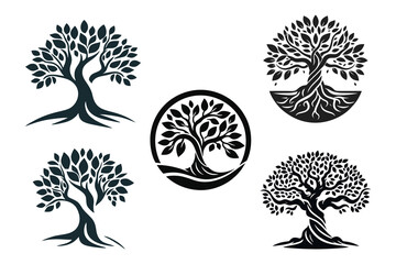 This is a black banyan tree logo vector image suitable for use in forestry company logo designs, tree cultivation, ecosystems, flora, plant lovers, jackets, ornamental plants, communities,
