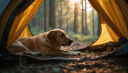 dog in a tent