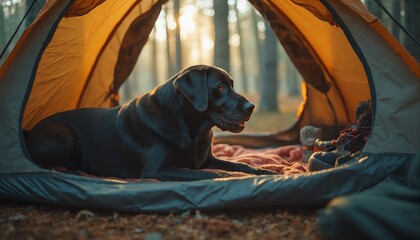 dog in a tent