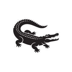 Black silhouette of a fierce alligator or crocodile