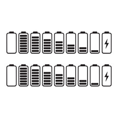 Battery charge level icons set