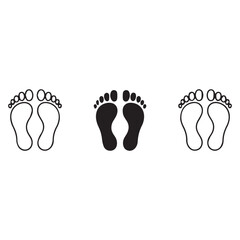 Three sets of footprints showing different styles