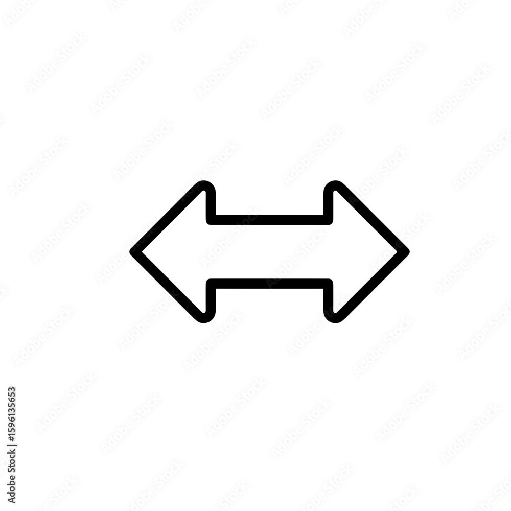 Poster left and right arrows icon in simple black line design