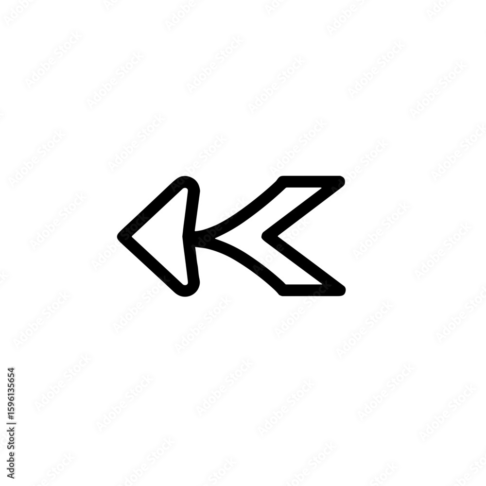 Poster arrow icon pointing left in minimalist style on white background
