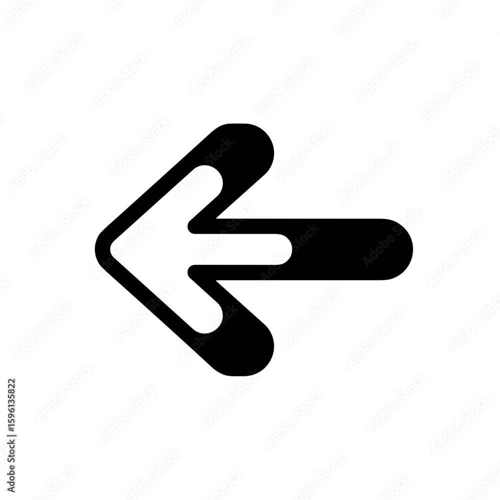 Poster left-facing arrow icon in a minimalist design