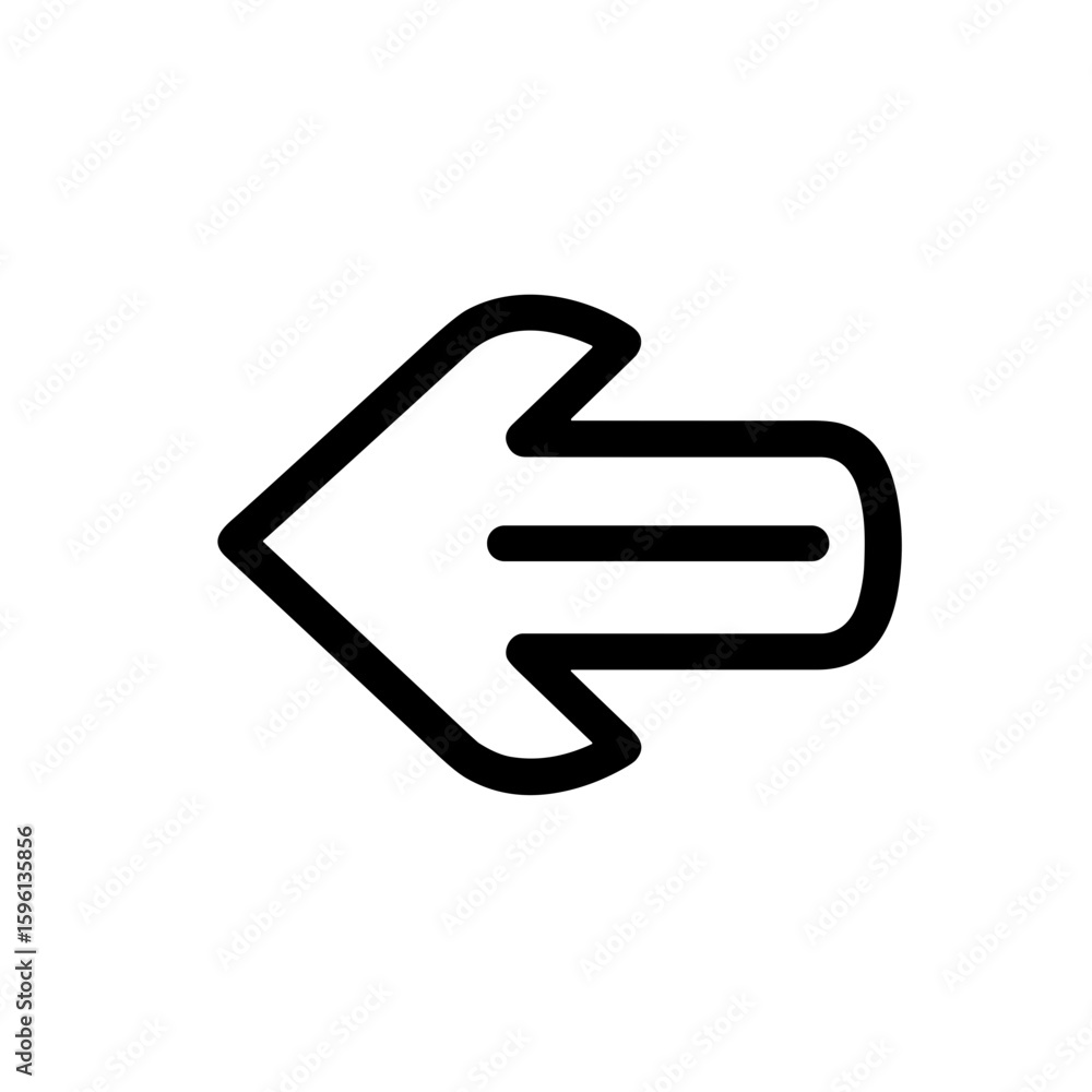 Poster minimalistic black arrow icon pointing to the left in vector style