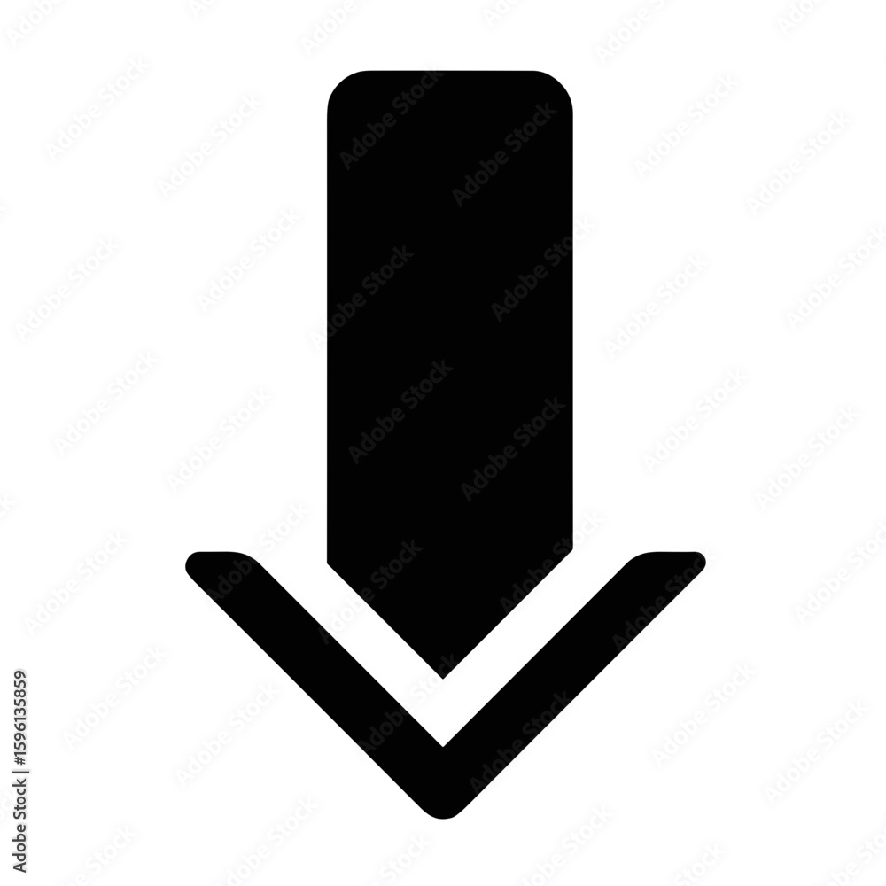 Poster minimalistic black arrow pointing down in geometric style