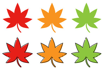 使いやすいもみじのイラストセット まとめ売り ベクターデータ チラシ・Web・動画素材