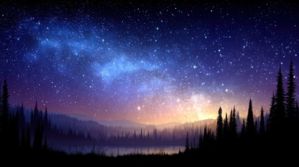 Night Sky with Milky Way over Forest