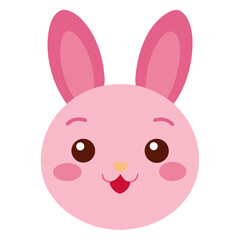 Obraz premium rabbit emoji face blushing on white 