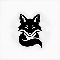 Obraz premium Silhouette illustration of a fox in black color with white background