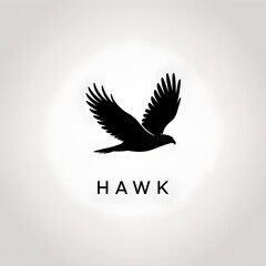 Obraz premium Silhouette illustration of a hawk in black color with white background