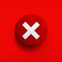 Fototapeta premium Simple red cross icon in minimalist design representing cancellation and error states in user interfaces and digital applications