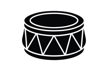 Black Drum Silhouette with Triangle Pattern on White Background